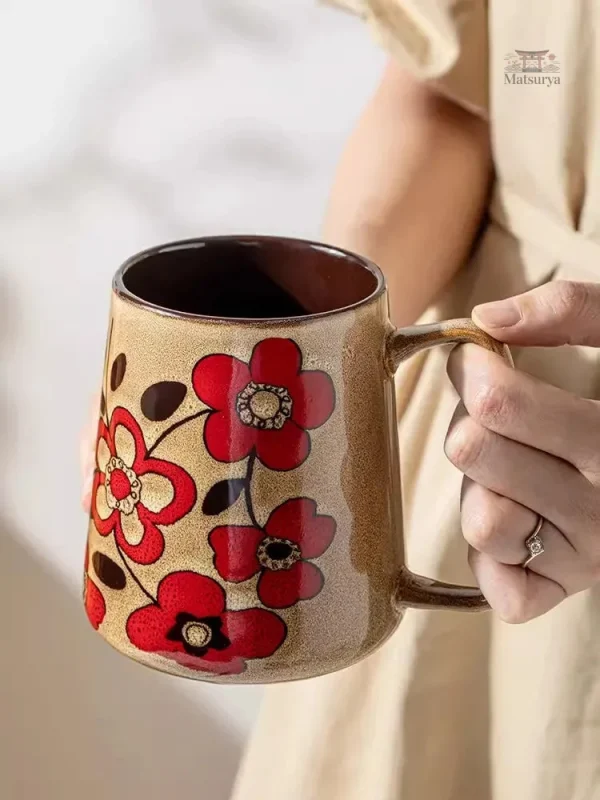Mug japonais avec motif floral coloré