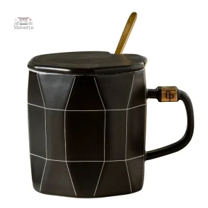 Mug japonisant géométrique, idéal pour thé ou café