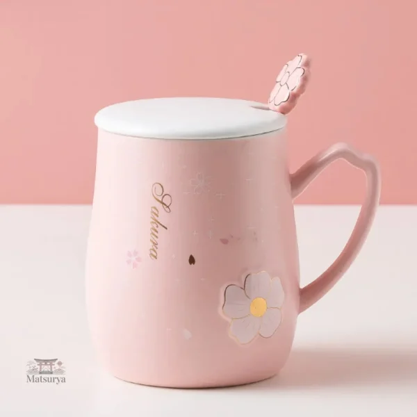Mug en céramique japonaise au motif floral délicat