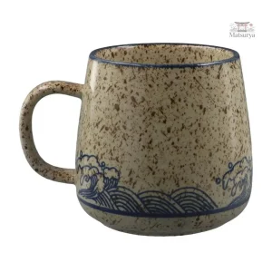 Mug vintage avec motif de vagues japonaises