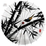 Ombrelle japonaise en bambou noir et blanc
