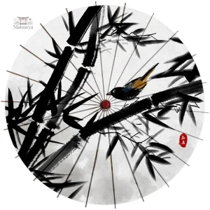 Ombrelle japonaise en bambou noir et blanc