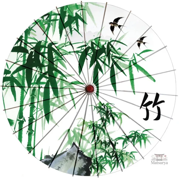Ombrelle japonaise en bambou vert élégante et légère
