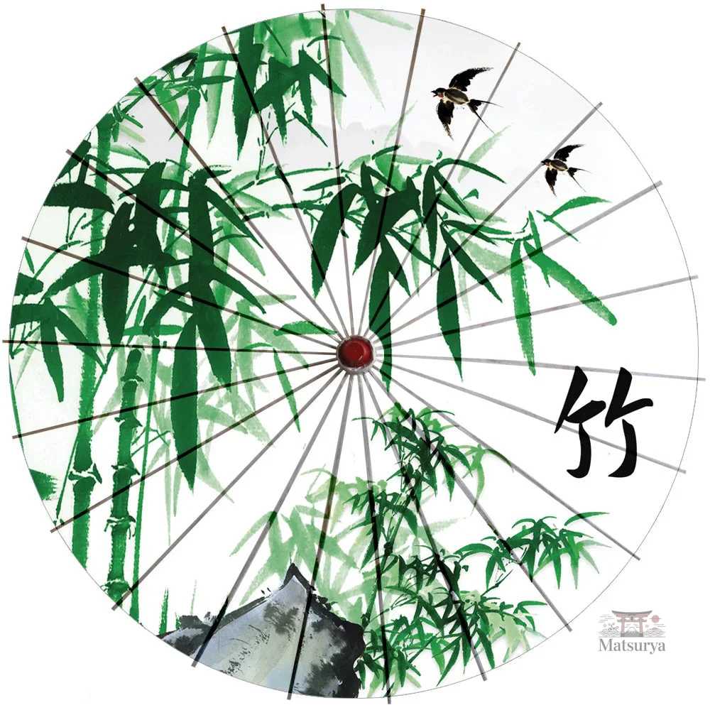 Ombrelle japonaise en bambou vert élégante et légère