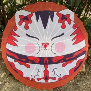Ombrelle japonaise décorée d'un chat mignon