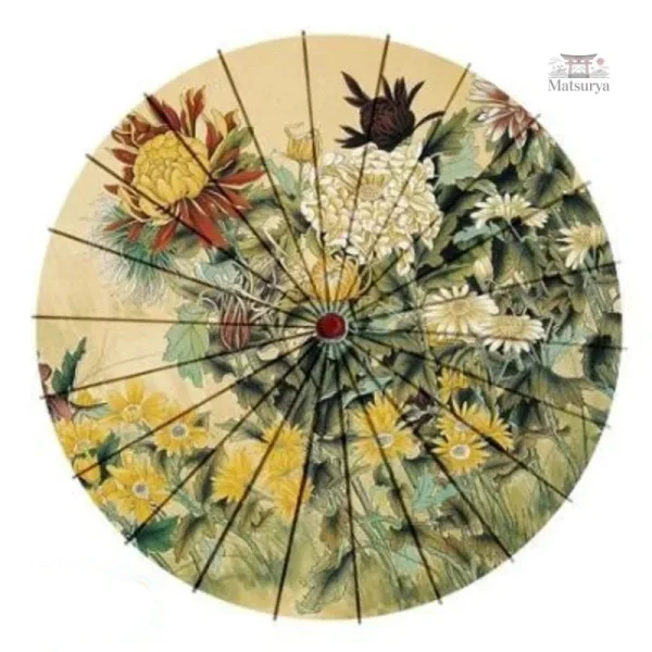 Accessoire chic : ombrelle japonaise avec motifs floraux