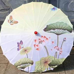 Ombrelle japonaise Lotus avec motif papillon