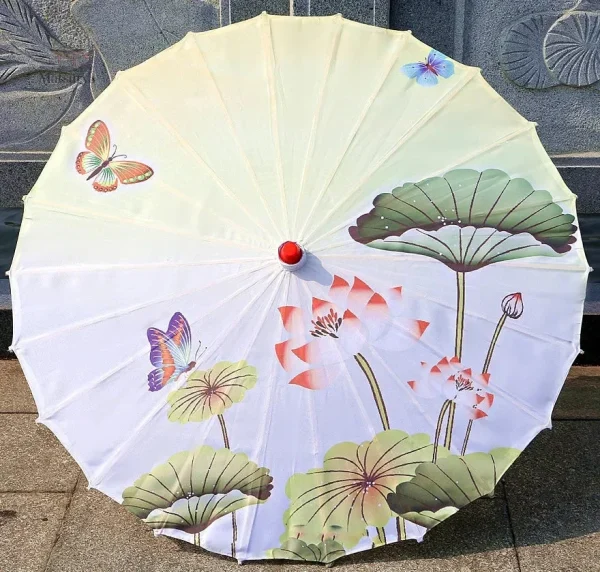 ombrelle-japonaise-lotus-papillon-1 Ombrelle japonaise Lotus avec motif papillon