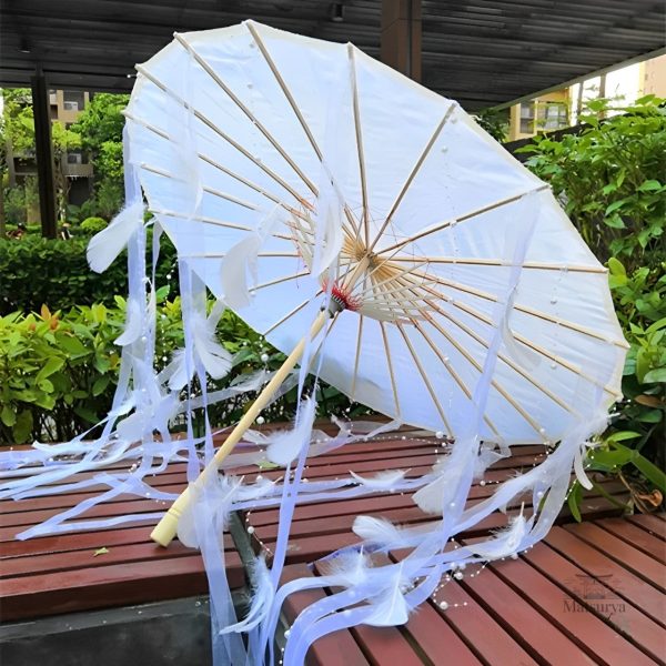 Accessoire de mariage, ombrelle japonaise blanche