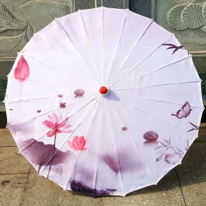 Ombrelle Japonaise Papillon Lotus Violet élégante et colorée