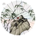 Ombrelle japonaise avec motif paysage en bambou