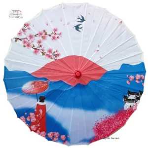 Ombrelle japonaise avec paysage traditionnel