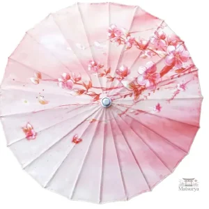 Ombrelle japonaise rose avec motifs de fleurs de cerisiers