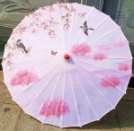 Ombrelle japonaise rose avec motif d'oiseaux