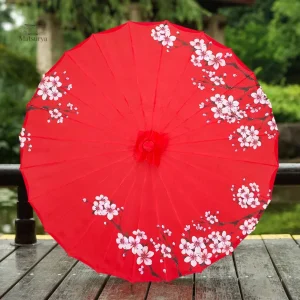 Ombrelle japonaise en couleur rouge vibrante