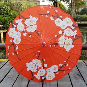 Ombrelle rouge design japonais traditionnel