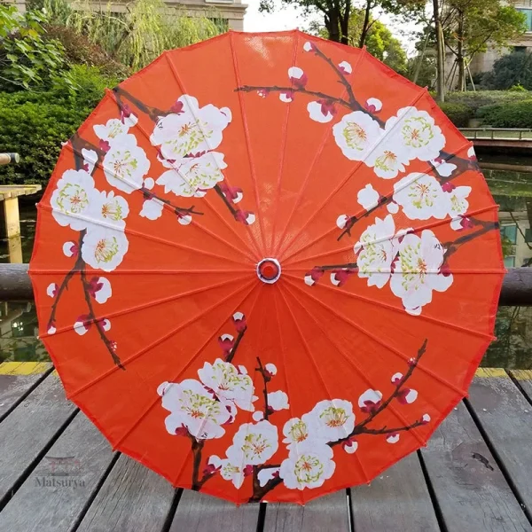 Ombrelle rouge design japonais traditionnel