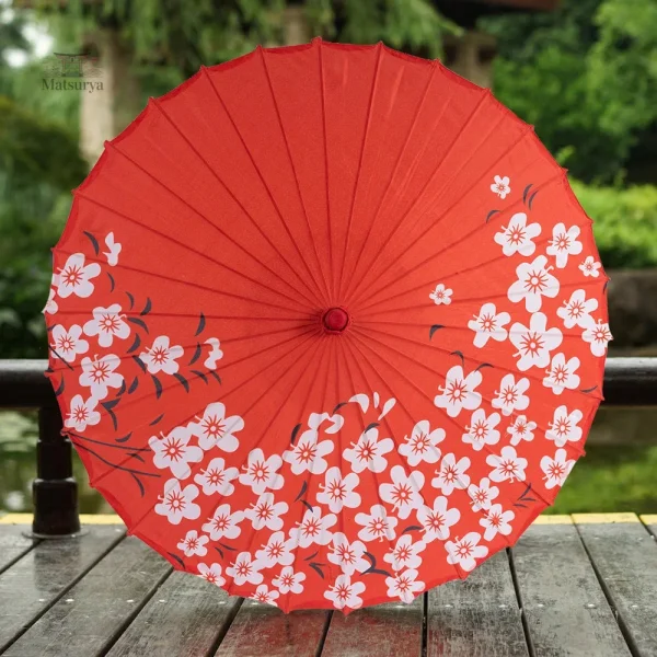 Ombrelle japonaise rouge pour protection solaire
