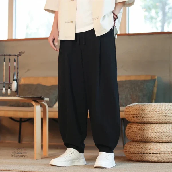 pantalon-decontracte-en-coton-style-japonais-1 Pantalon décontracté en coton style japonais