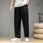 Pantalon Droit en Coton, style japonais