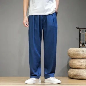 Pantalon en Lin et Coton, design japonais élégant
