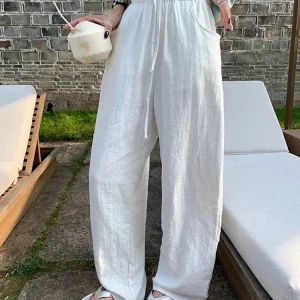 Pantalon Japonais en Coton et Lin pour Femme