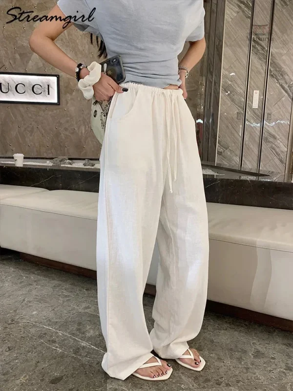 Pantalon élégant en Lin et Coton, pour un look féminin