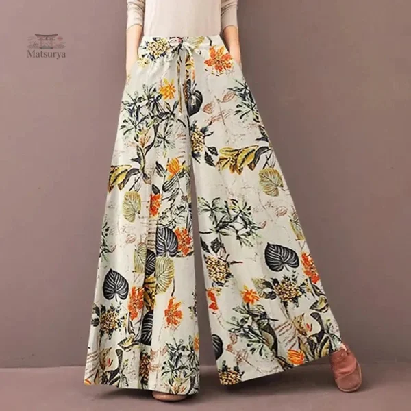 Pantalon Femme à Motifs Fleuri
