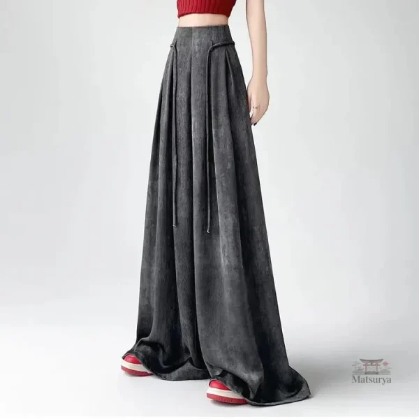 Pantalon ample avec cordon, style japonais féminin