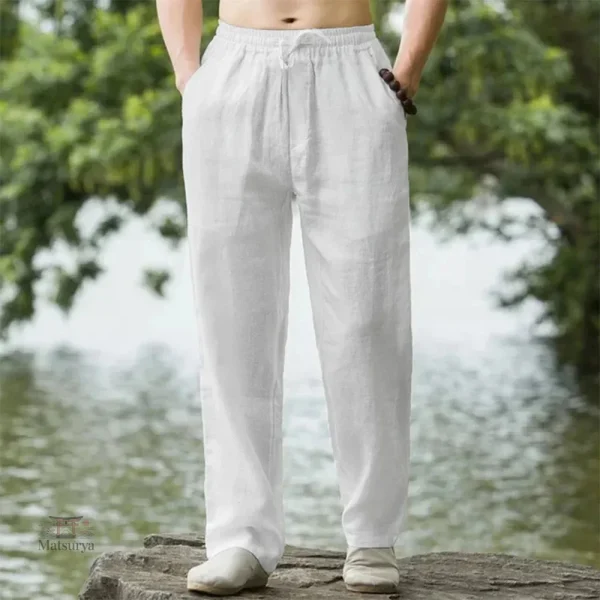 Pantalon d'Été en Lin pour un Style Japonais