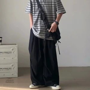 Pantalon à jambes larges style japonais décontracté