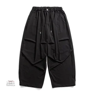 Pantalon décontracté à larges jambes, style japonais