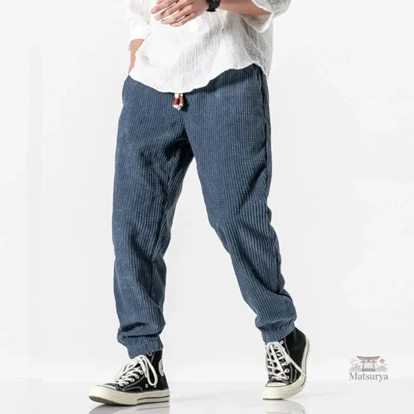 pantalon-japonais-decontracte-en-velours-1 Pantalon Japonais Velours Décontracté Homme