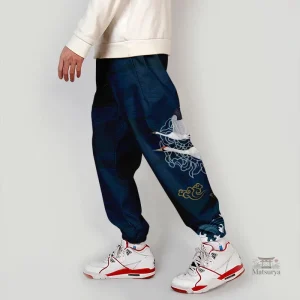 Pantalon Décontracté Japonais avec motifs de grues
