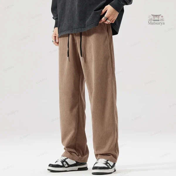 Pantalon Droit en Velours, Mode Japonaise