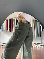 Pantalon large en denim style japonais féminin