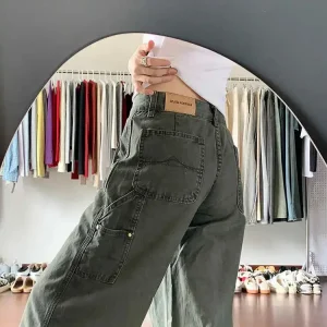 Pantalon large en denim style japonais féminin