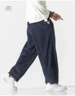 Pantalon en velours côtelé style japonais