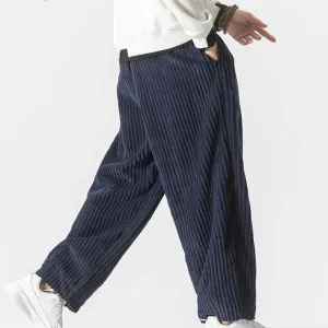 Pantalon en velours côtelé style japonais
