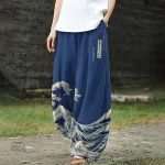 Pantalon Japonais Femme Fluide en tissu léger