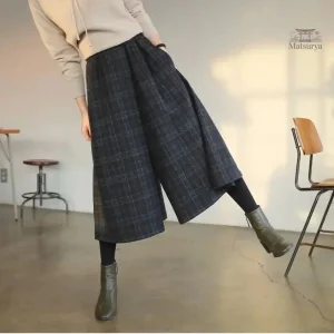 Pantalon Japonais Femme Large à Carreaux
