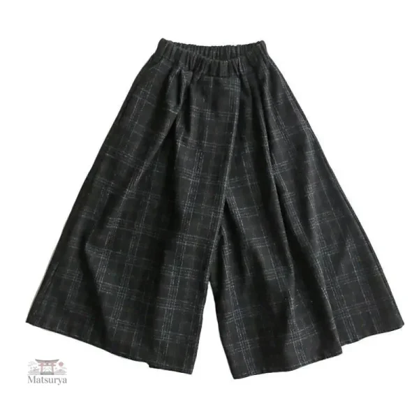 Pantalon Femme Style Japonais à Carreaux