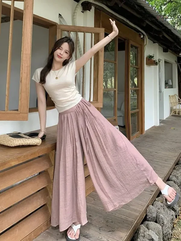Pantalon léger femme, inspiration japonaise élégante