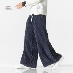 Velours doux, style japonais, pantalon large