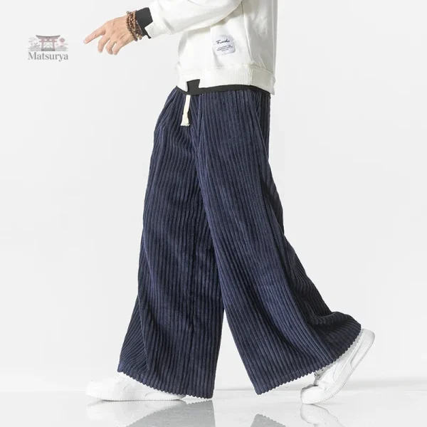 Velours doux, style japonais, pantalon large