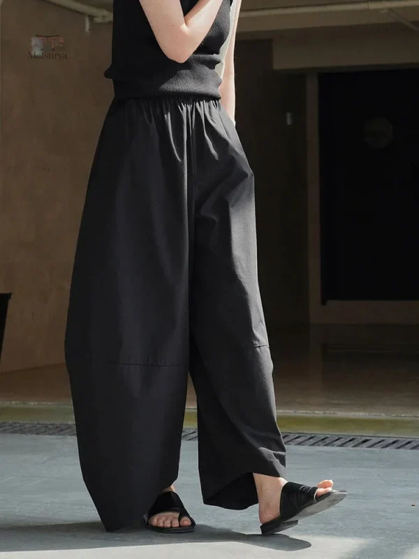Pantalon femme, coupe ample inspirée du Japon