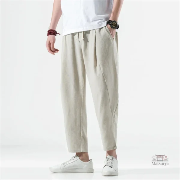 Pantalon Japonais, tissu lin pour l'été