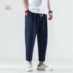 Pantalon léger en lin, style japonais