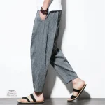 Pantalon respirant, mode japonaise en lin