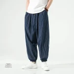 Pantalon décontracté japonais à rayures élégantes